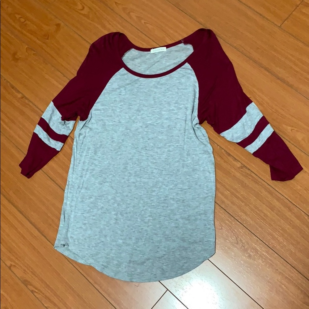 Maroon and grey baseball tee